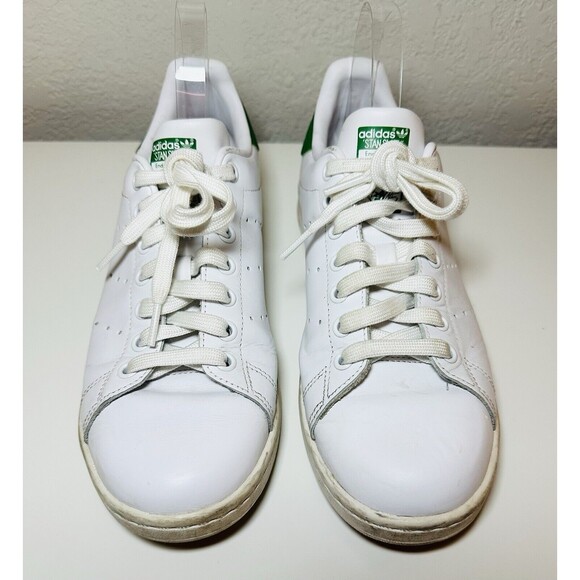 Adidas Stan Smith White Green Leather Low Top Sneakers Shoes Women's 8.5 - Picture 4 of 16